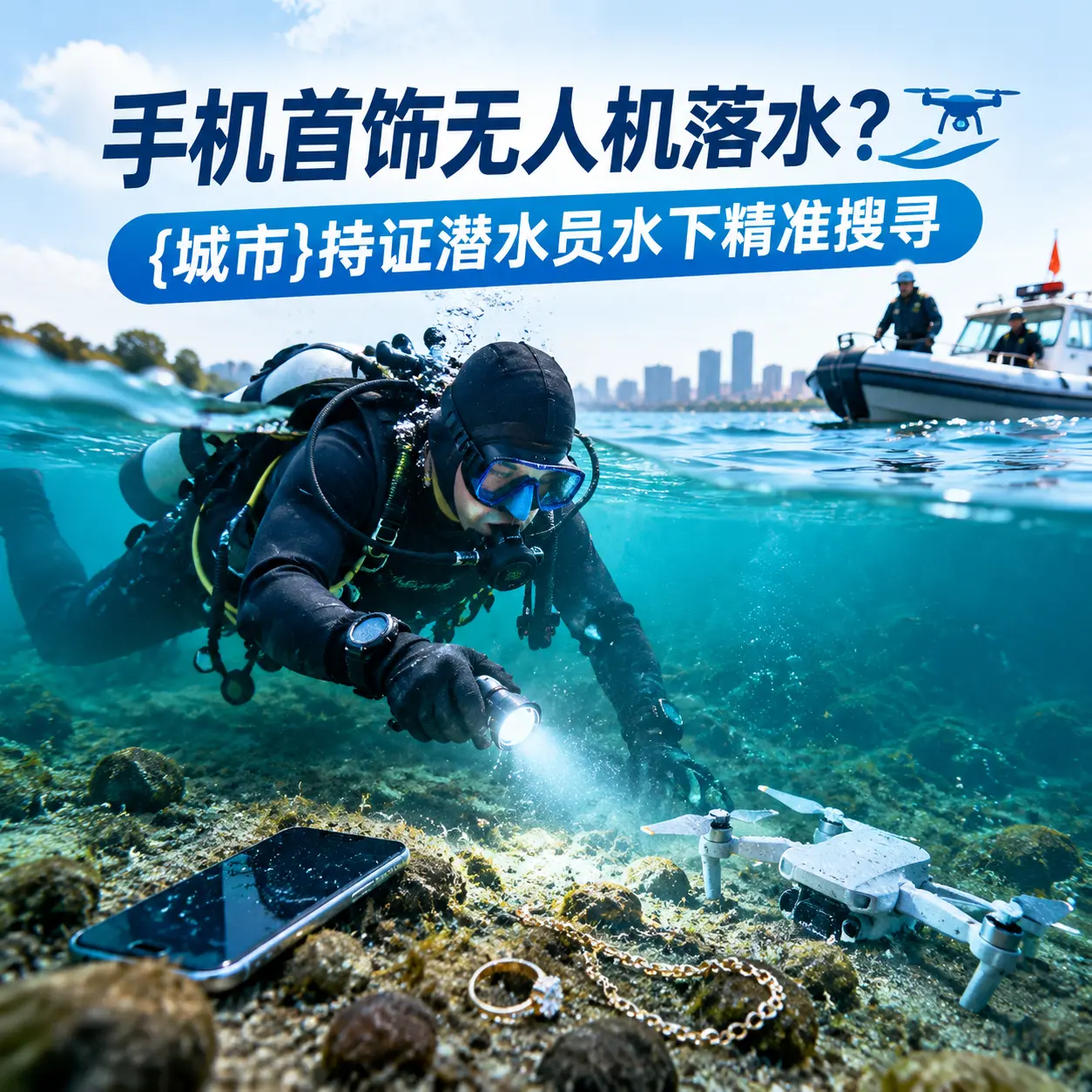 手机首饰无人机落水？理塘持证潜水员水下精准搜寻
