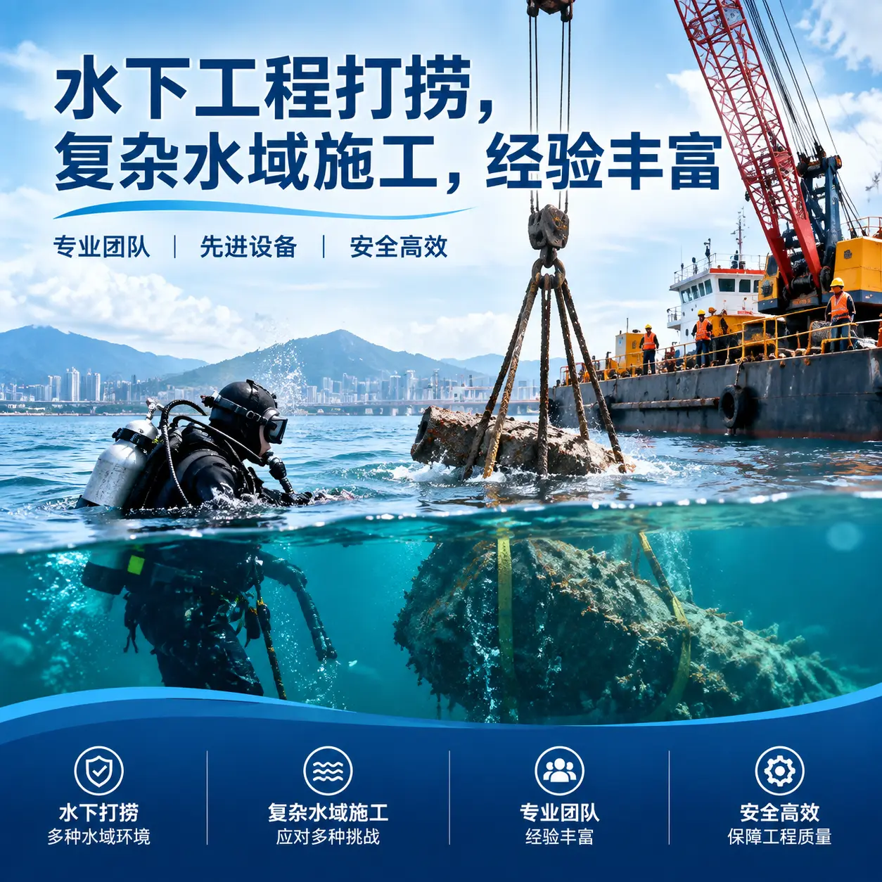 水下工程打捞，复杂水域施工，经验丰富理塘